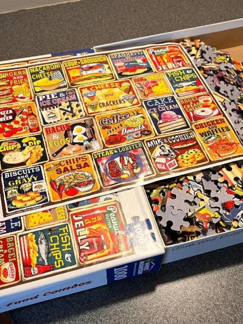 White Mountain Classic Food Combos Puzzle 1000 Large Piece Complete + Poster